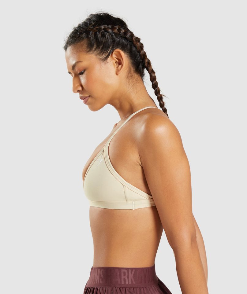 Women's Gymshark Minimal Sports Bra Beige | NZ 1PWKUB